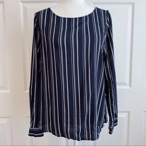 H&M LOGG Navy and White Striped Pull Over Blouse